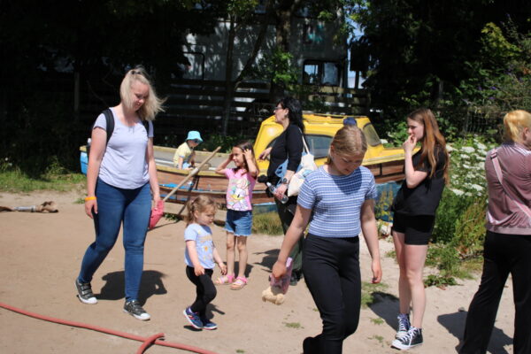 Deer Centre (1) A group of families on attending a Summer event at the Scottish Deer Centre.
